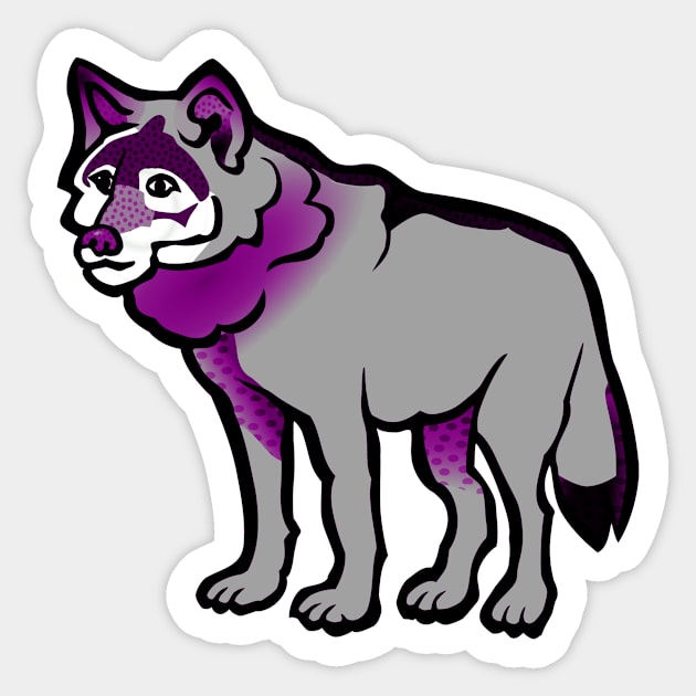 Asexual Pride Cartoon Wolf Design Sticker by VernenInk